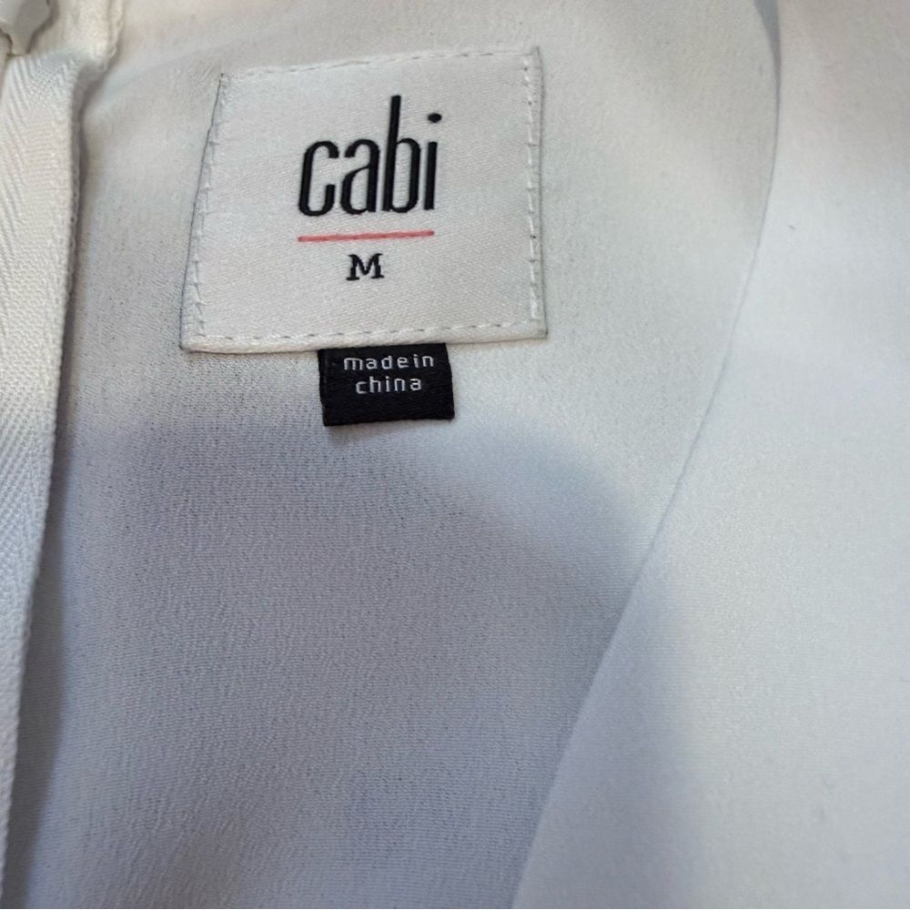 CAbi 5349 Indulge Blouse White Draped Blouse with stretch waist sz medium - Picture 9 of 11